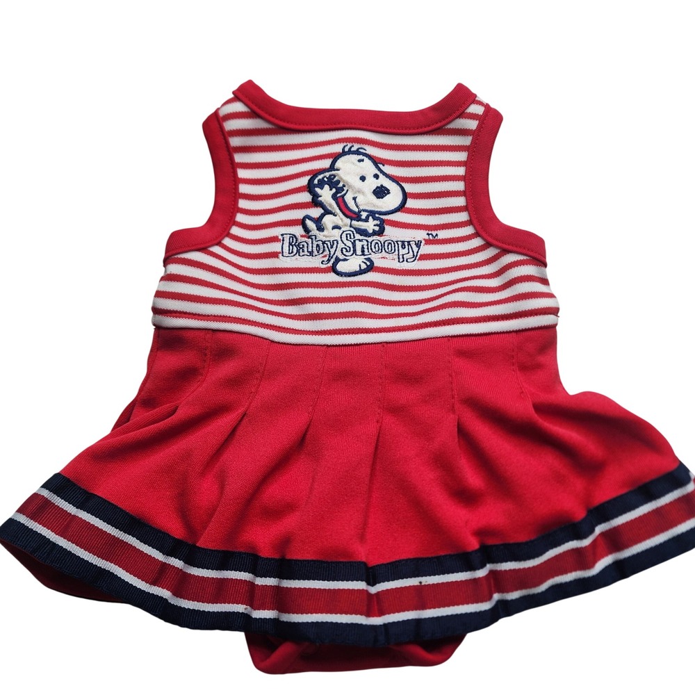 Vintage Peanuts Baby Snoopy Cheerleader Romper Dress Outfit Baby size 0-3 months